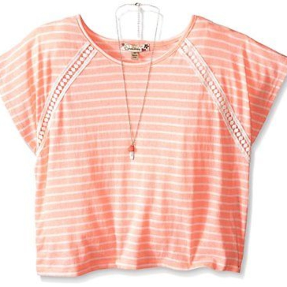 Speechless Girls Crochet Short Sleeve Top Necklace